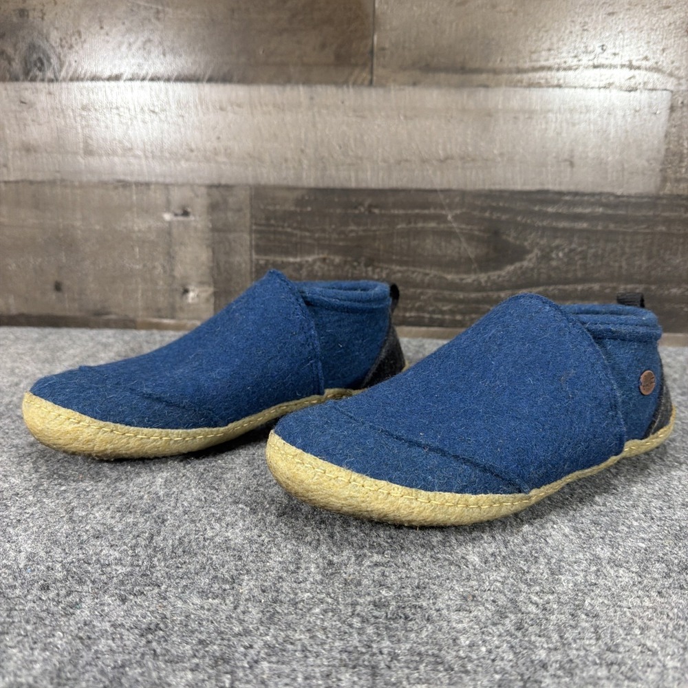 WoolFit Taiga Blue Wool Felt Slippers House Shoes Rubber Sole Unisex EU Size 40